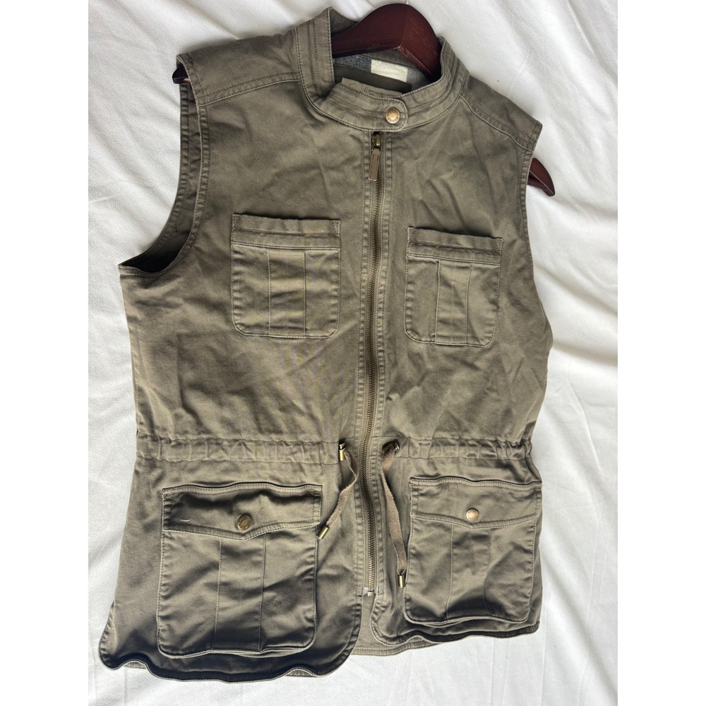 Gander Mountain Guide Series Utility Vest Olive Green Flannel Lined Hunt fish M